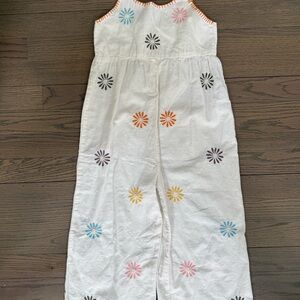 Zara Floral Embroidered White Sleeveless Jumpsuit